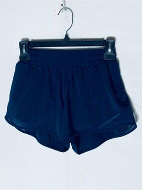 Lululemon Blue Hotty Hot Lined Workout Running Shorts 2 Tall Activewear